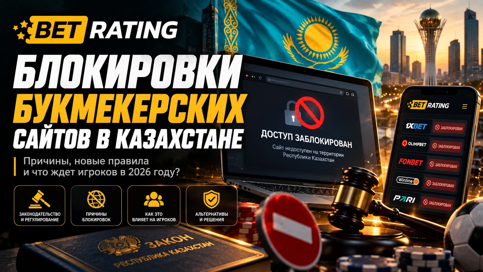Блокировки букмекерских сайтов в Казахстане в 2026 году: причины, новые правила и последствия для игроков